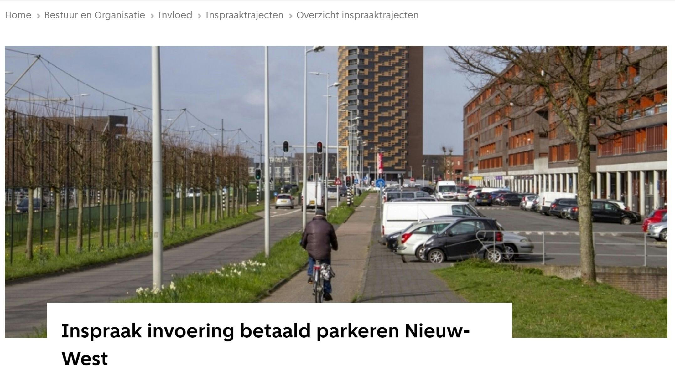 Inspraak Invoering Betaald Parkeren In Nieuw-West | In Uitgelichte ...