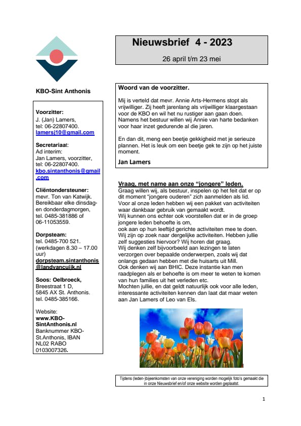 KBO Nieuwsbrief editie 4: april 2023