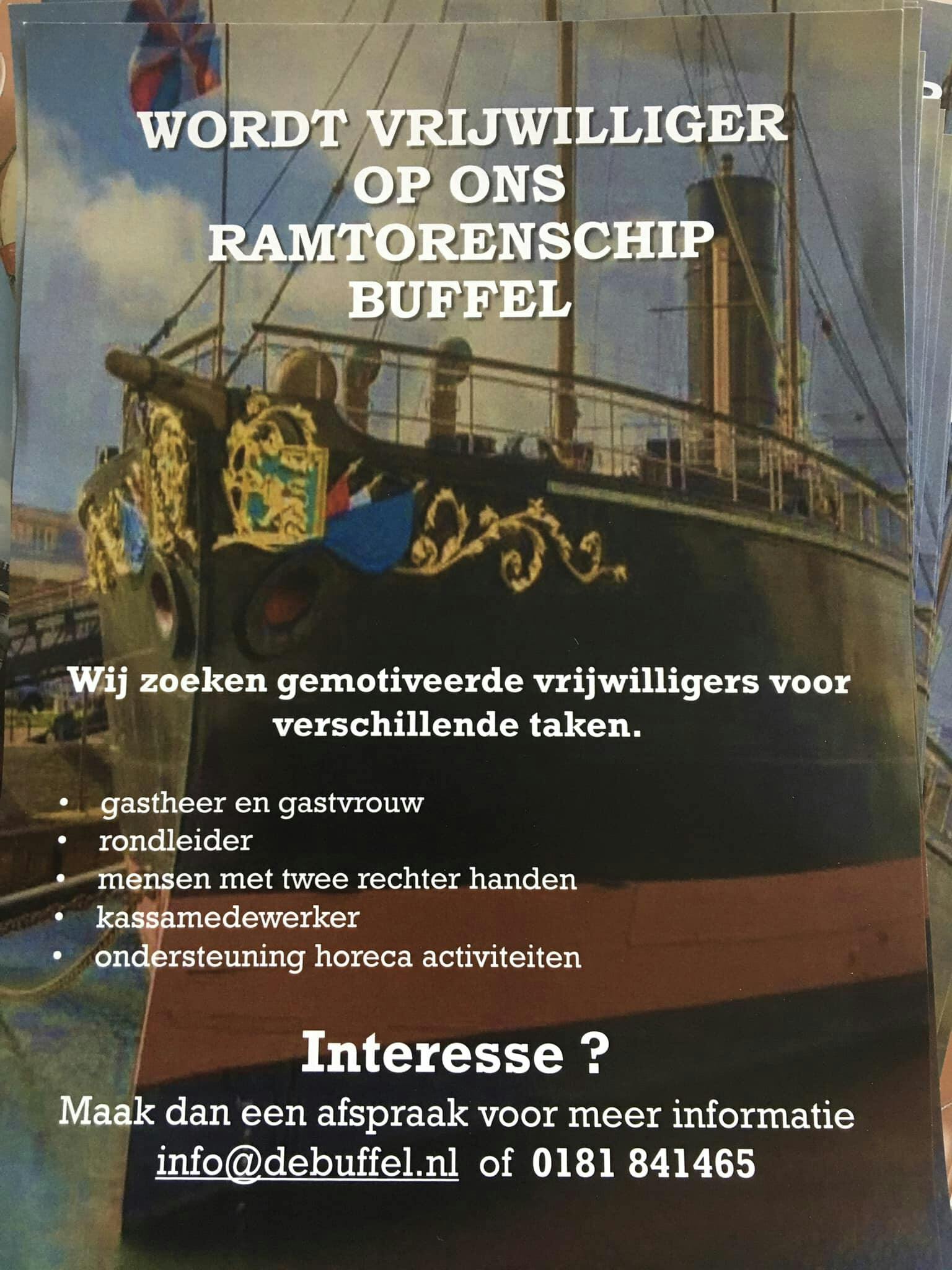 Vrijwilligers gevraagd voor het Museumschip Buffel in Hellevoetsluis 