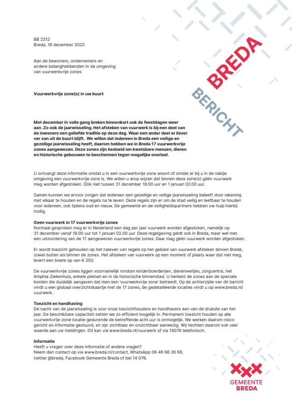 Vuurwerk vrije zone's Breda