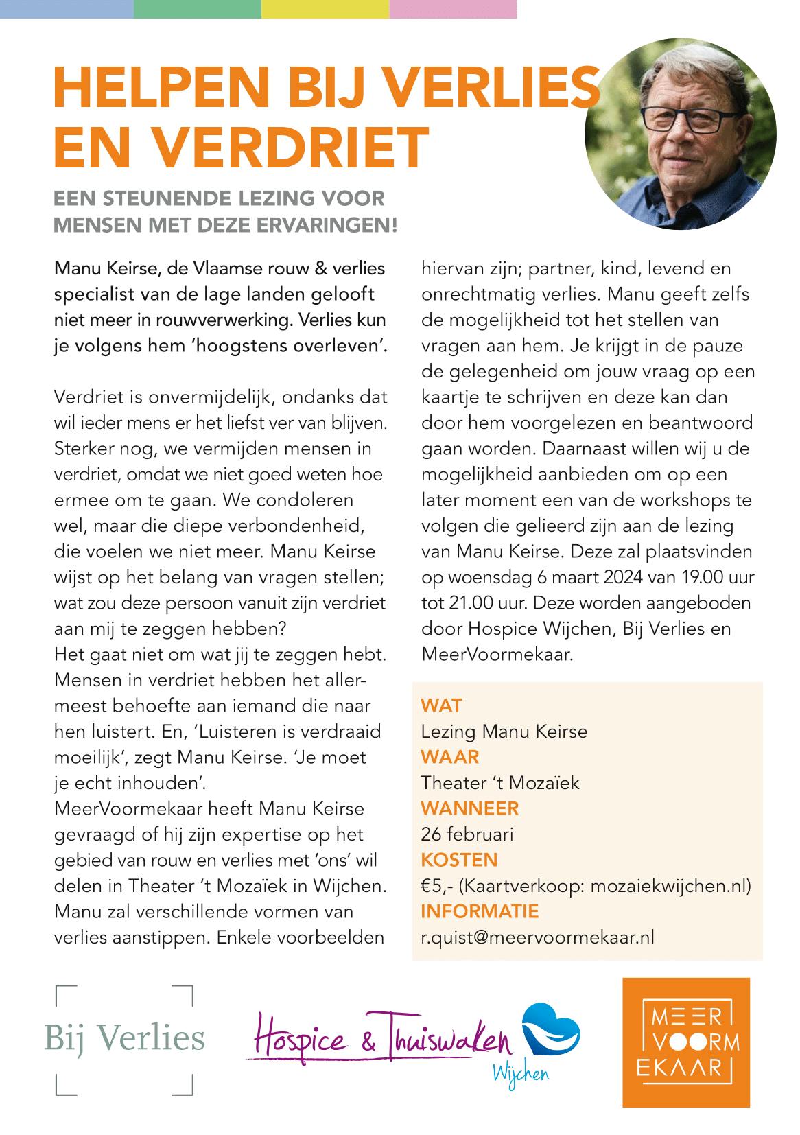 Lezing Over Rouw En Verlies Door Manu Keirse | In Berichten Op ...