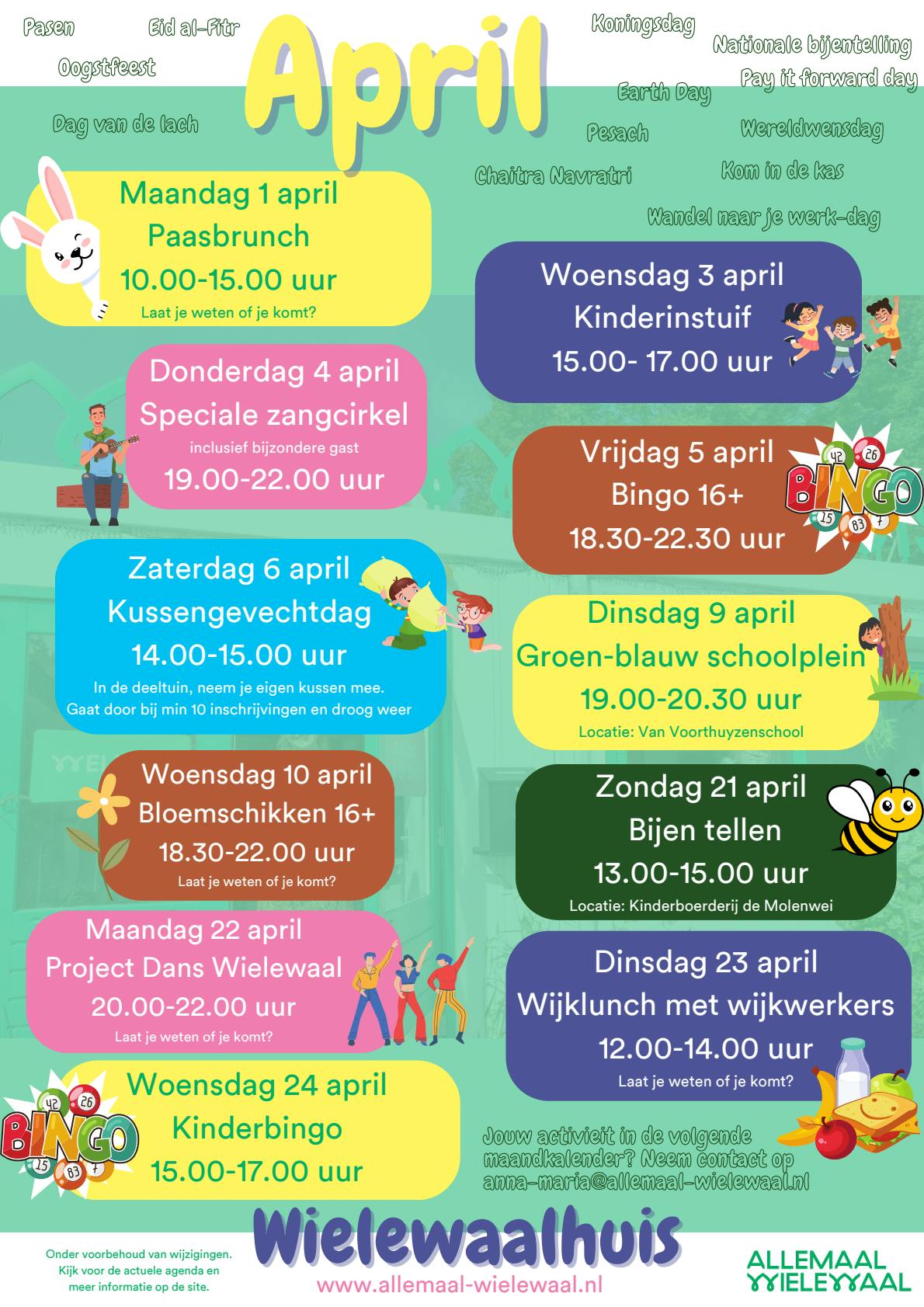 April maandkalender Wielewaalhuis