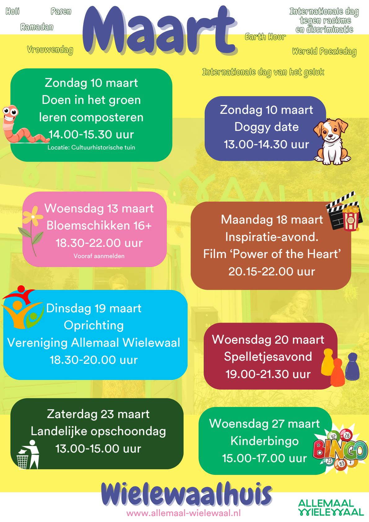 Maart maandkalender Wielewaalhuis