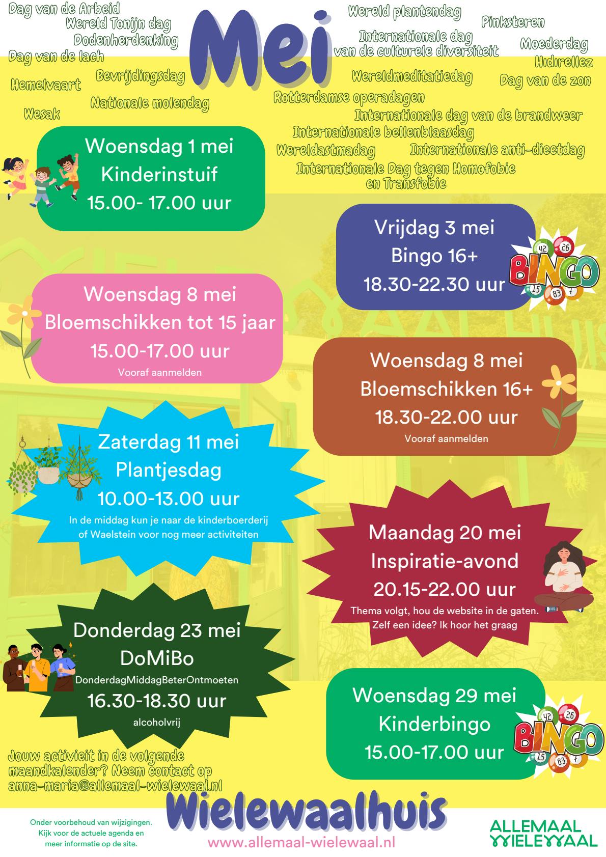 Mei maandkalender Wielewaalhuis