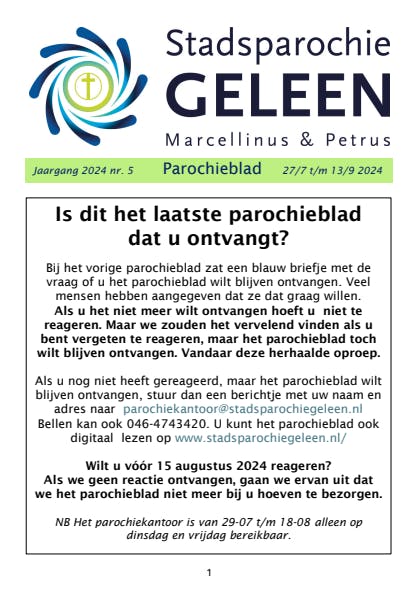 Parochieblad Stadsparochie 2024 nr 5