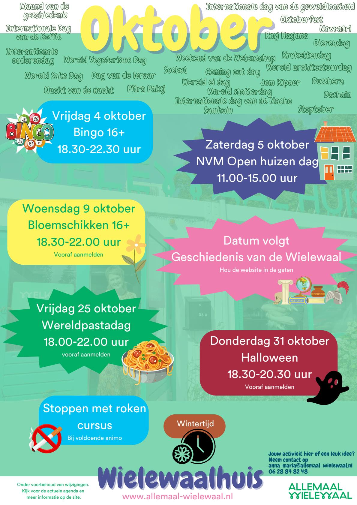 Oktober maandkalender Wielewaalhuis