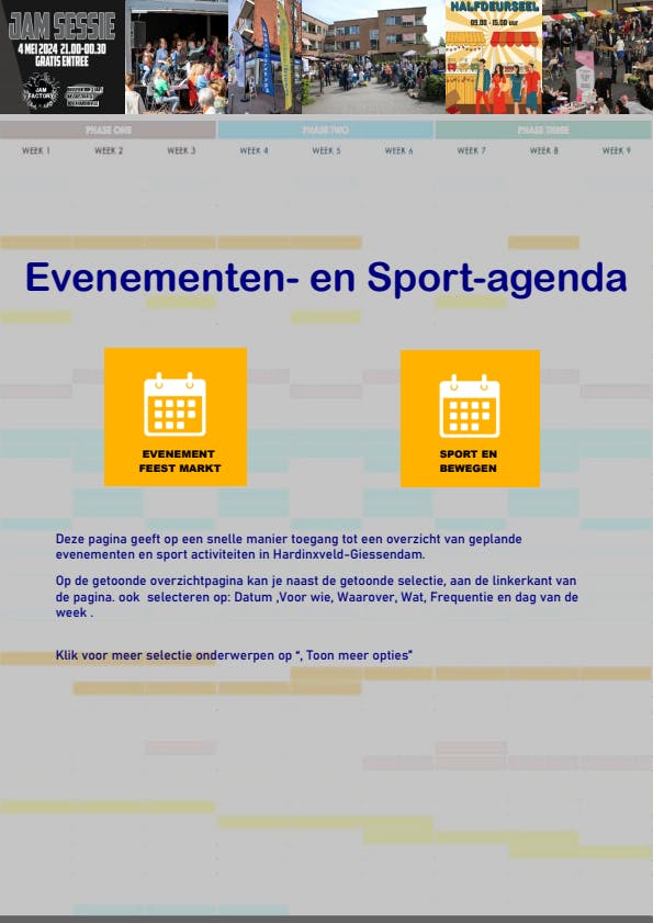 . Evenementen- en sportagenda