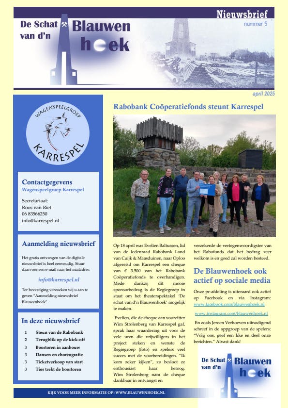 De Schat van d'n Blauwenhoek - nieuwsbrief april 2025