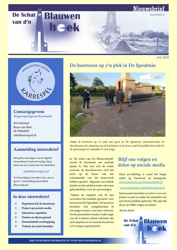 De Schat van d'n Blauwenhoek - nieuwsbrief mei 2025