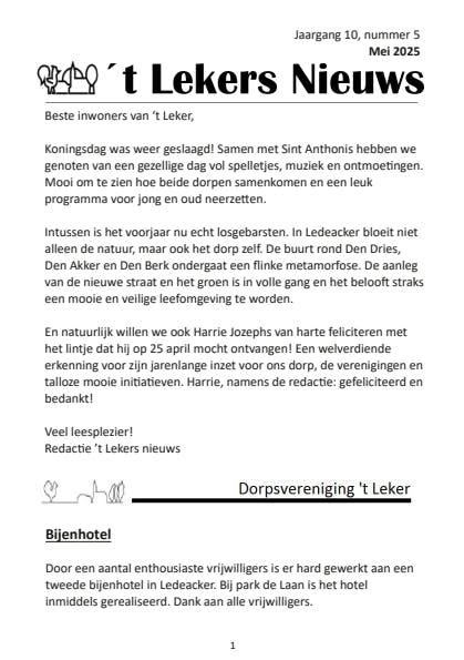 't Lekers Nieuws - mei 2025