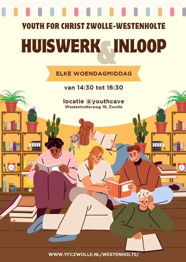 Woensdagmiddag: Huiswerk & Inloop @ youthcave!