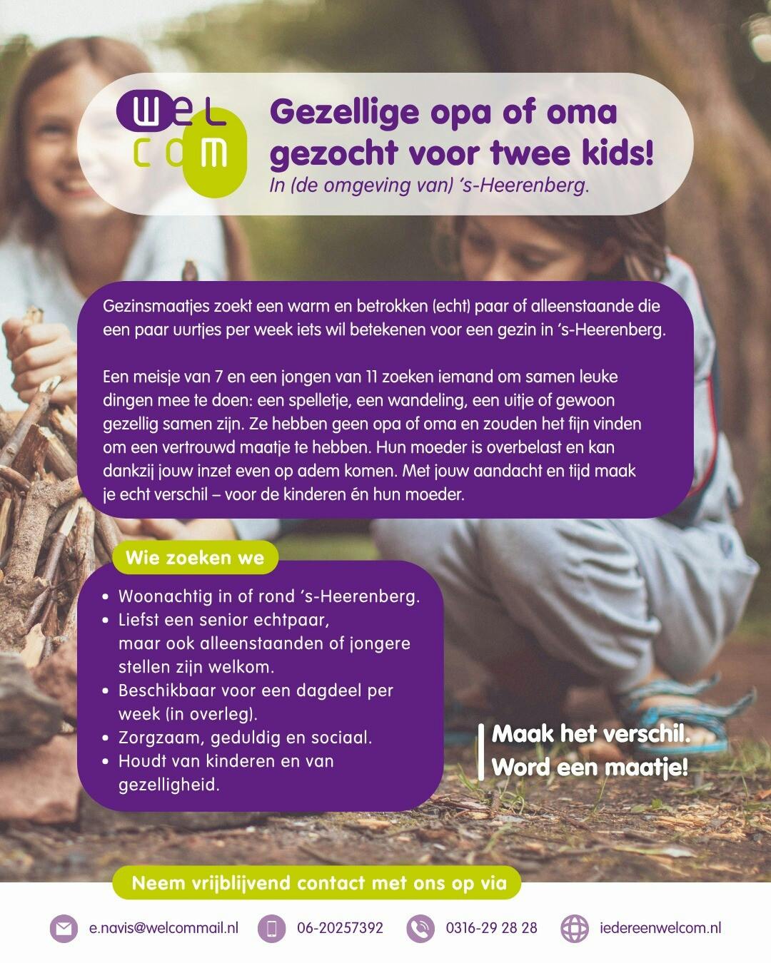 GEZINSMAATJES zoekt een gezellige opa en/of oma voor twee kids in 's-Heerenberg