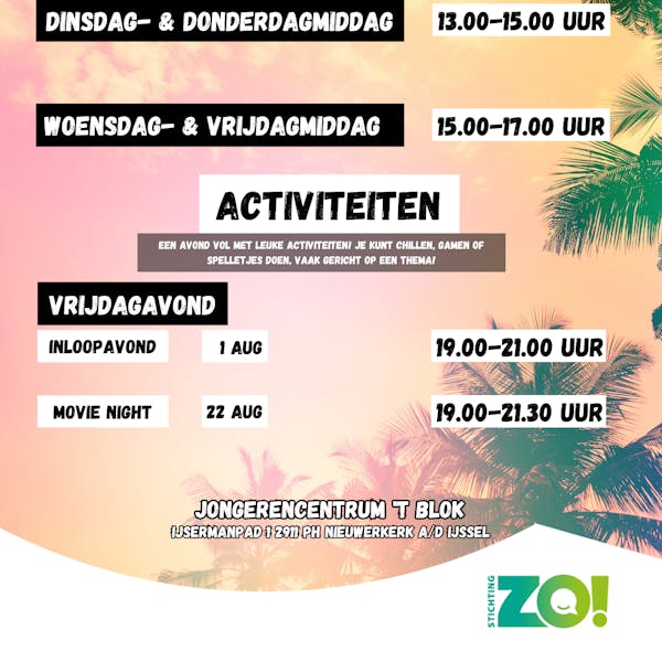 Programma Augustus Jongerencentrum 't Blok