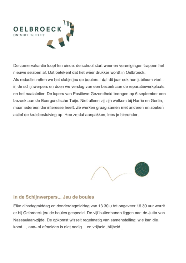Nieuwsbrief Oelbroeck augustus 2025