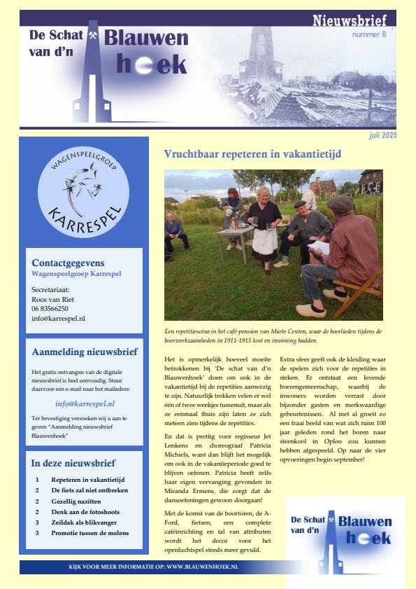 De schat van d'n Blauwenhoek - nieuwsbrief juli 2025