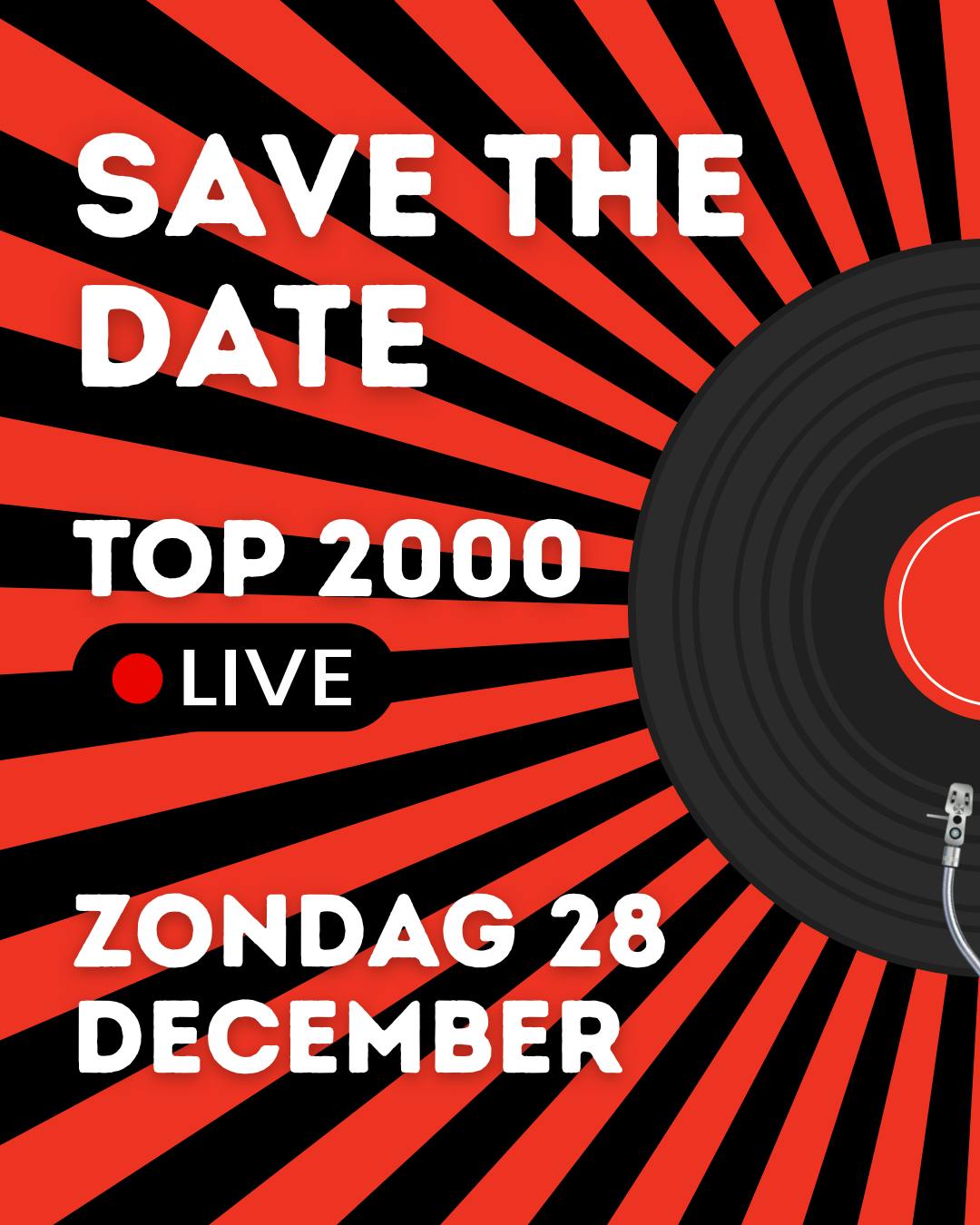 Top 2000 live op 28 december in WIjlre 