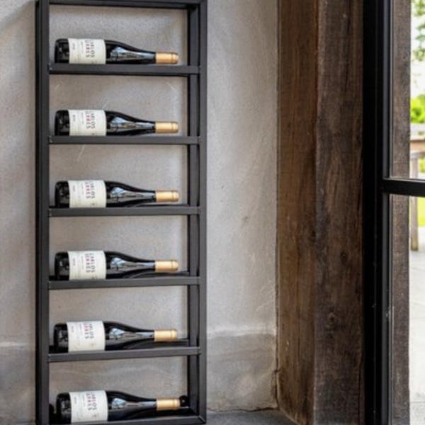 WIJNREK zwart staal - design | voor 6 flessen