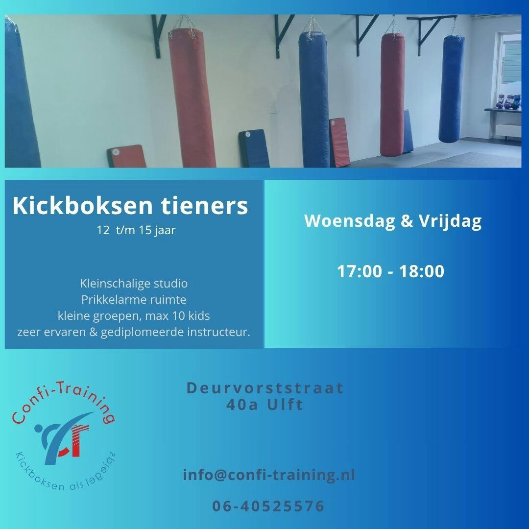 Kickboksen voor tieners 12 tm 15 jaar