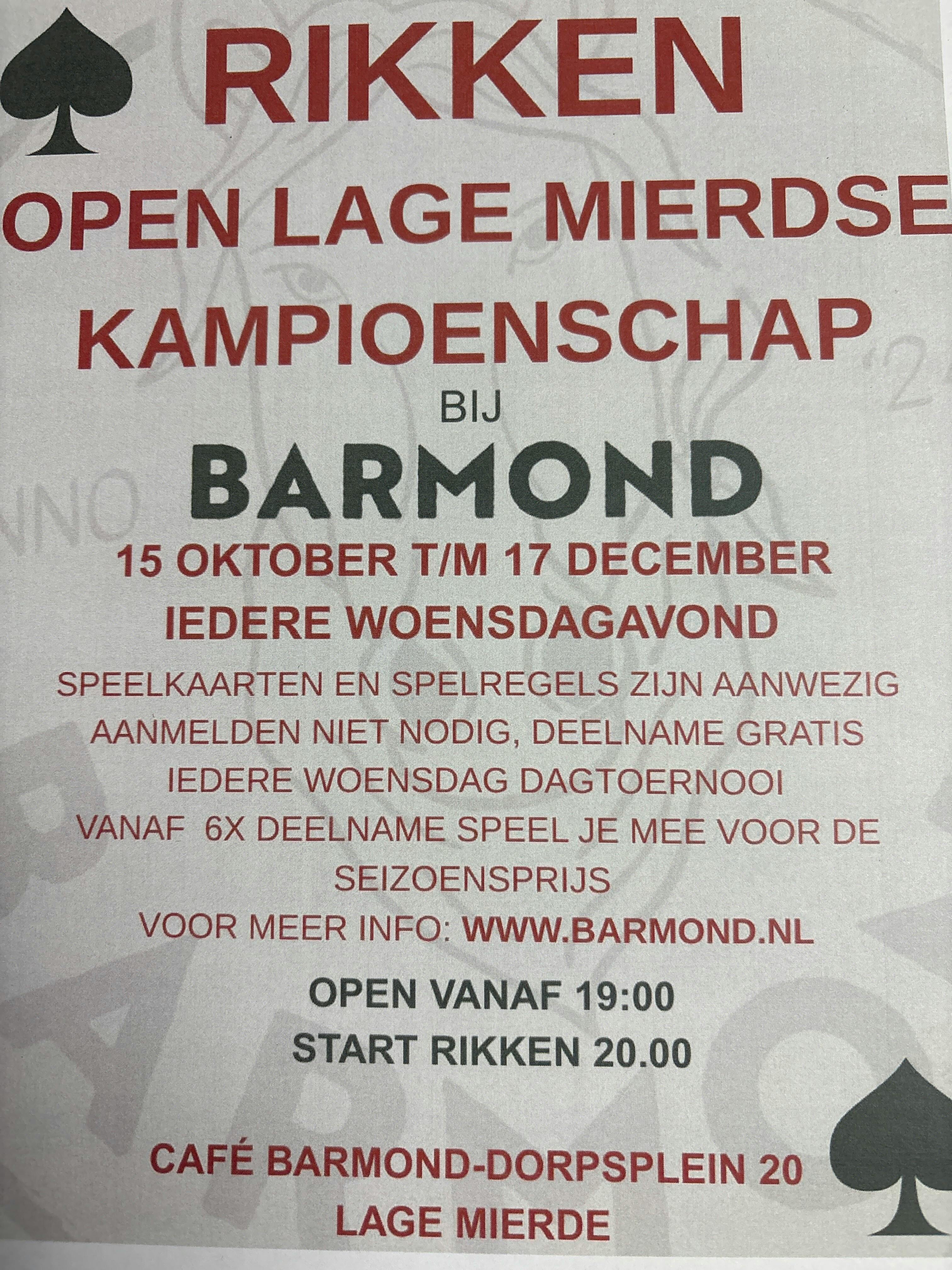 Doe mee aan het open kampioenschap rikken!