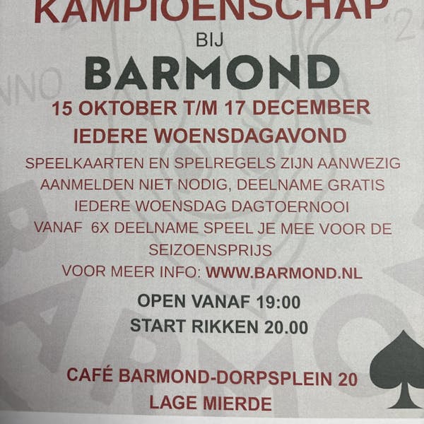 Doe mee aan het open kampioenschap rikken!