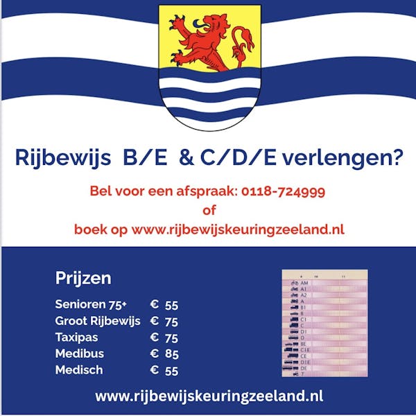 Rijbewijskeuring Zeeland in wijkcentrum de Burgerij in Pauwenburg
