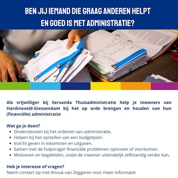 Word vrijwilliger bij Servanda Thuisadministratie!