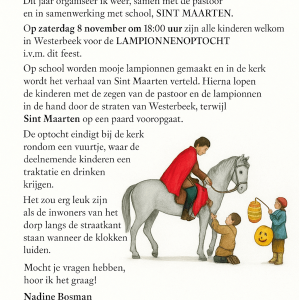 Sint Maarten kom met lampion en doe mee - 8 november