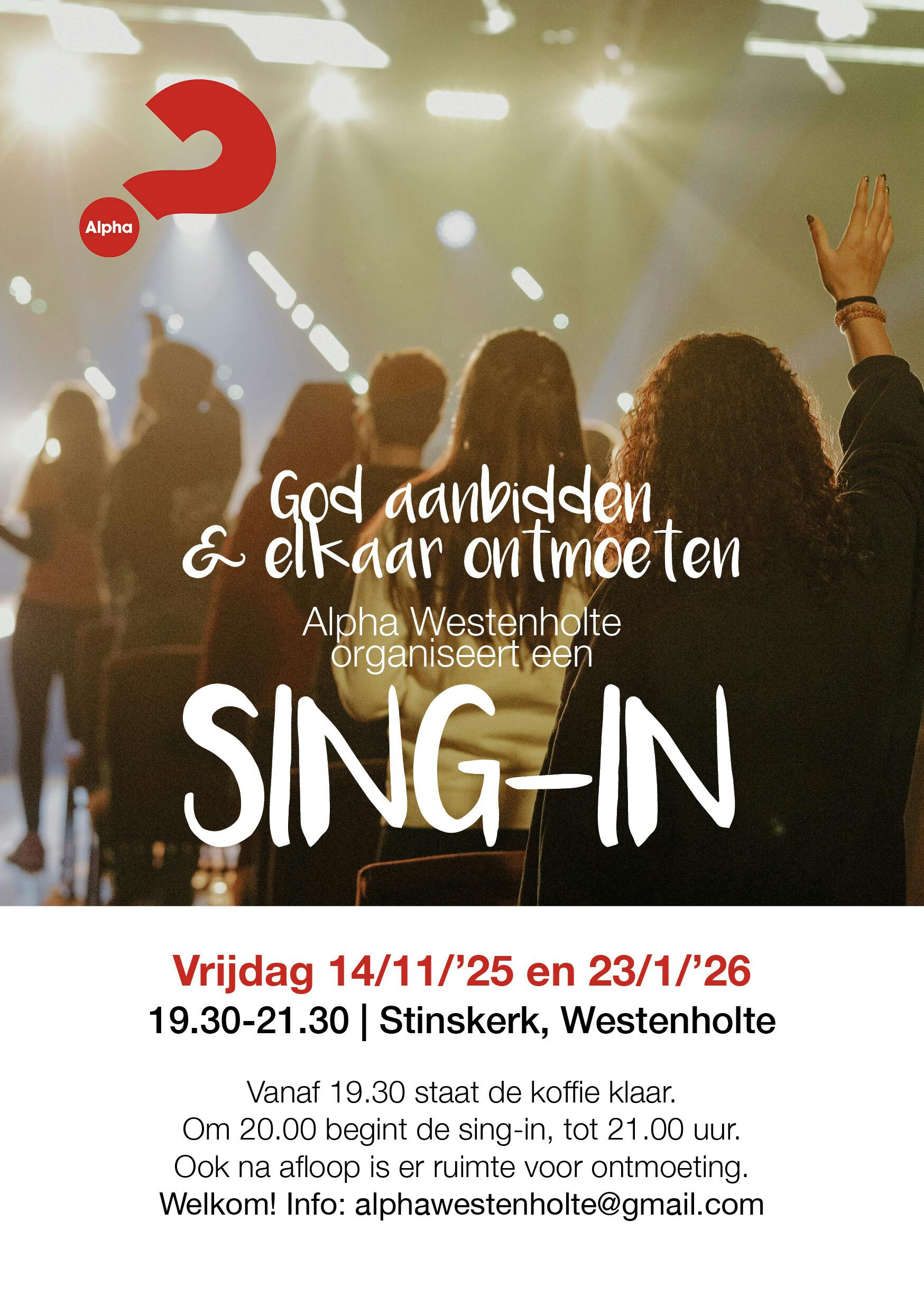 Sing-in Alpha: 14 november en 23 januari