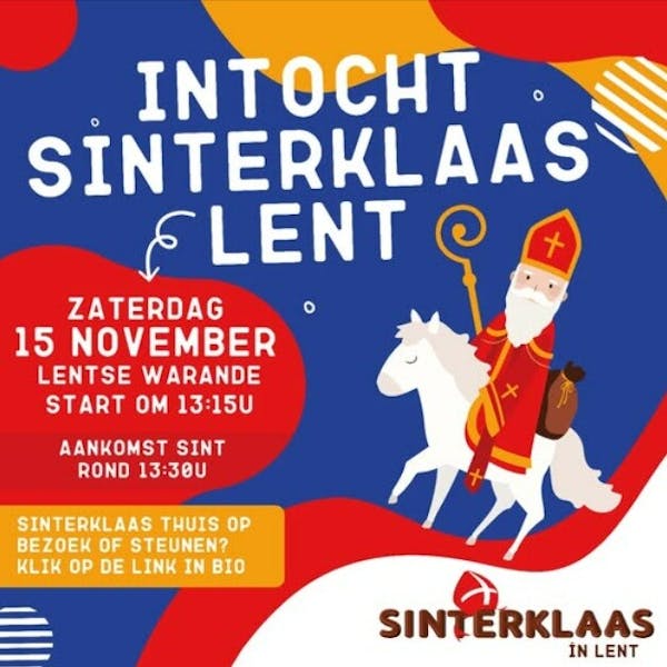 Feestelijke aankomst van Sinterklaas in Lent