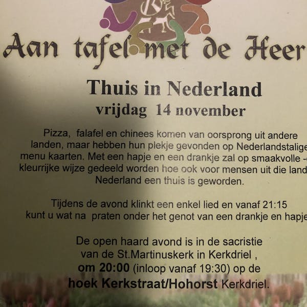 THUIS IN NEDERLAND, AVOND VOL VERBINDING