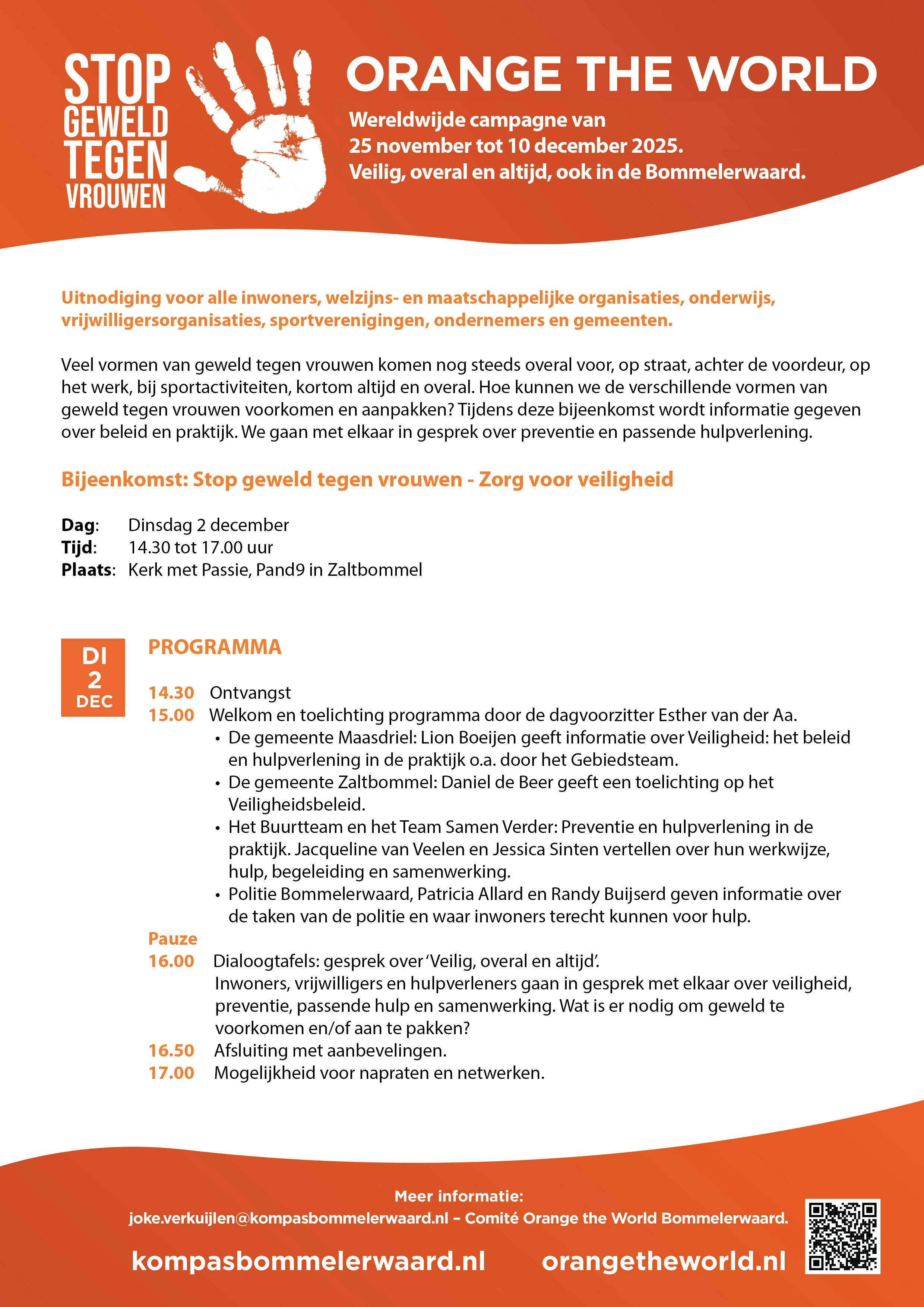 Orange the World Bijeenkomst: Stop geweld tegen vrouwen – Zorg voor veiligheid