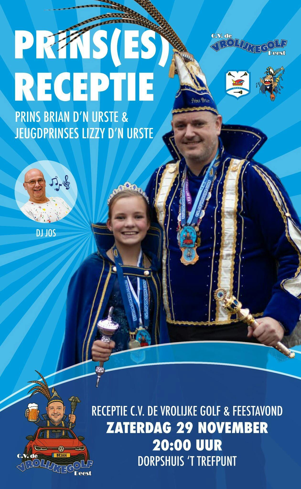Receptie van C.V. de Vrolijke Golf voor Prins Brian d'n Urste & Jeugdprinses Lizzy!