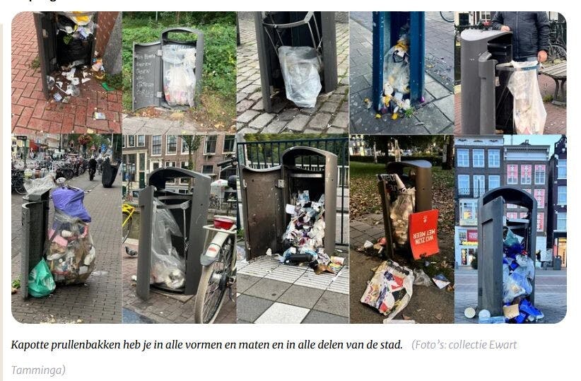 750 jaar Amsterdam in evenzoveel (kapotte) prullenbakken