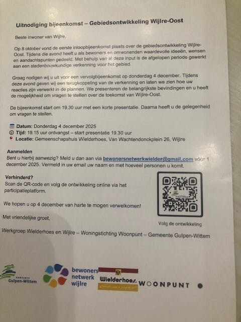 Bijeenkomst gebiedsontwikkeling Wijlre-Oost