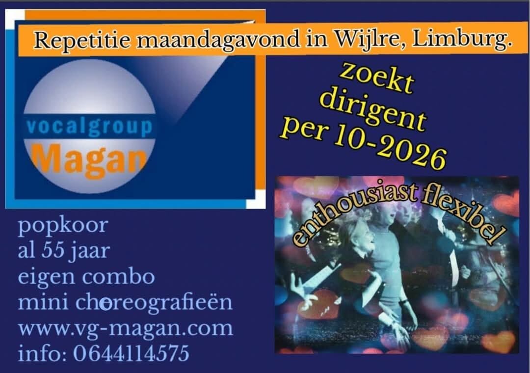 VocalGroup Magan zoekt dirigent🎶