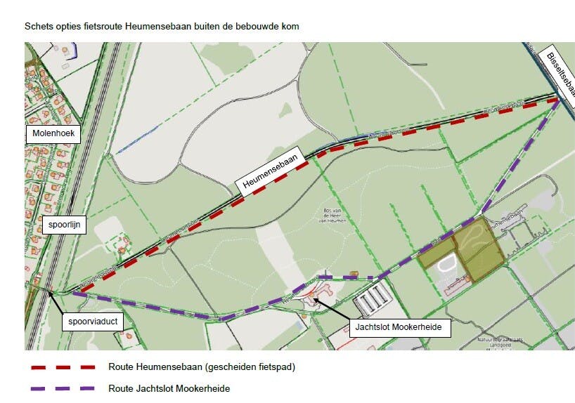 Gemeente wil gescheiden fietspad langs de Heumensebaan voor meer veiligheid