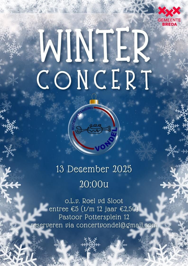 Winterconcert zaterdagavond 13 december 2025