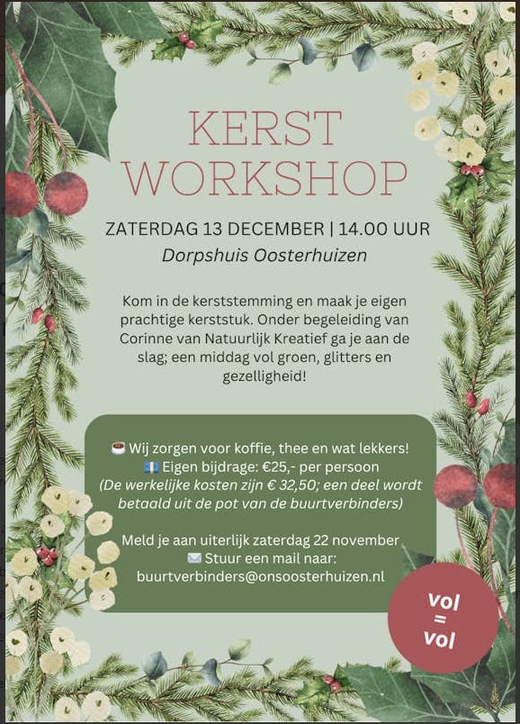 Creatieve kerstmiddag in het Dorpshuis