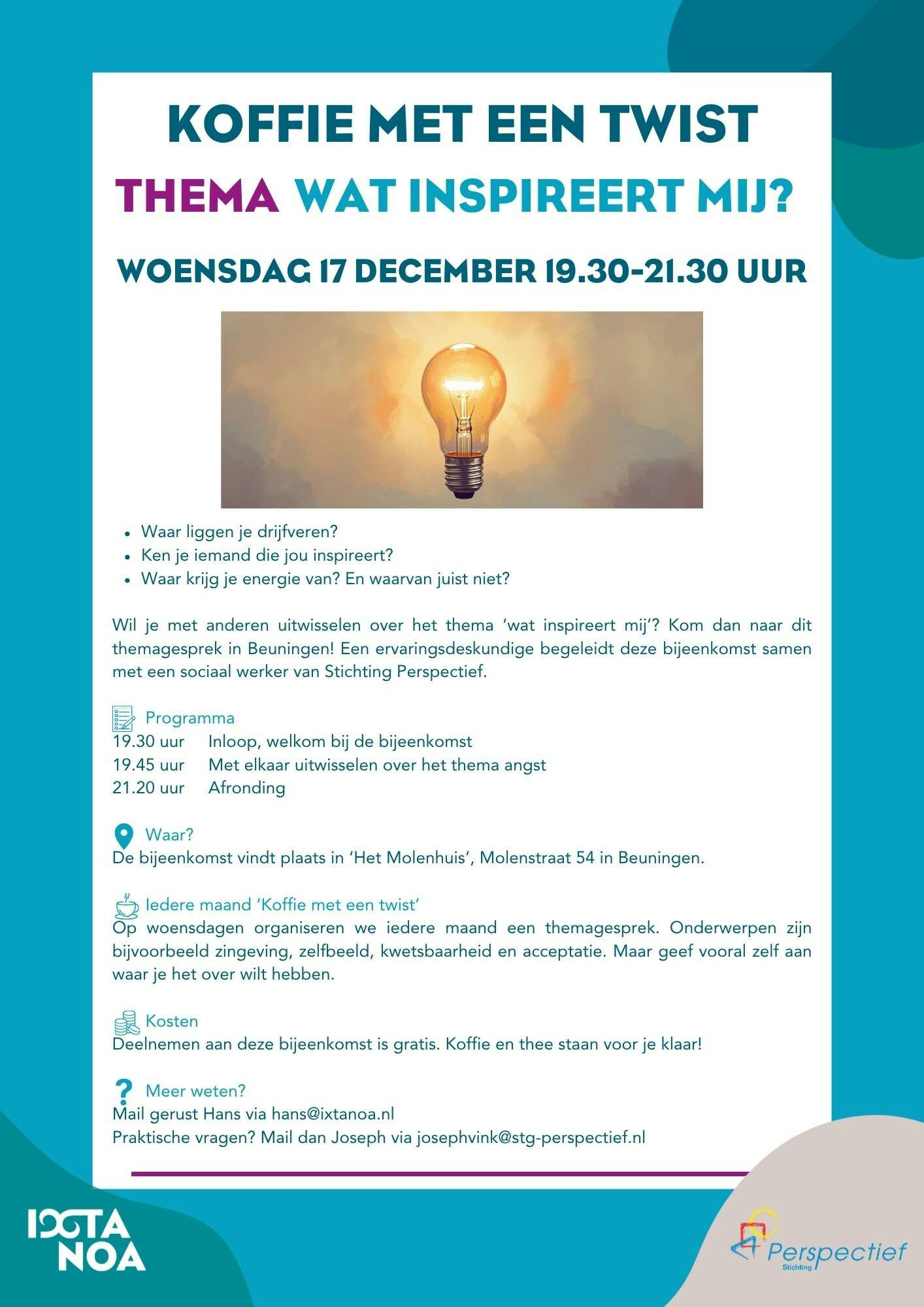 Koffie met een Twist - Thema: Wat inspireert mij?