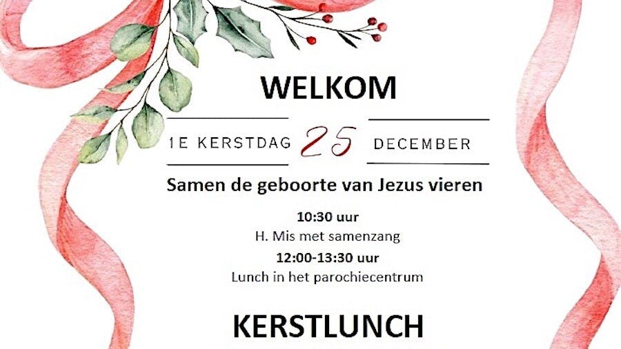 Kerstlunch in Maria Geboortekerk - welkom!