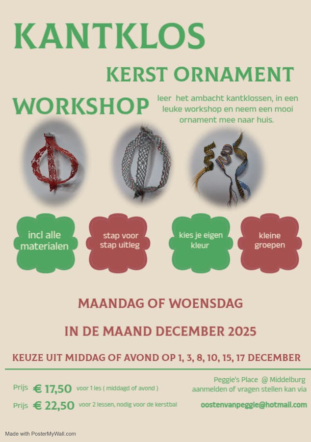 Creatieve workshop: Kantklossen voor kerst