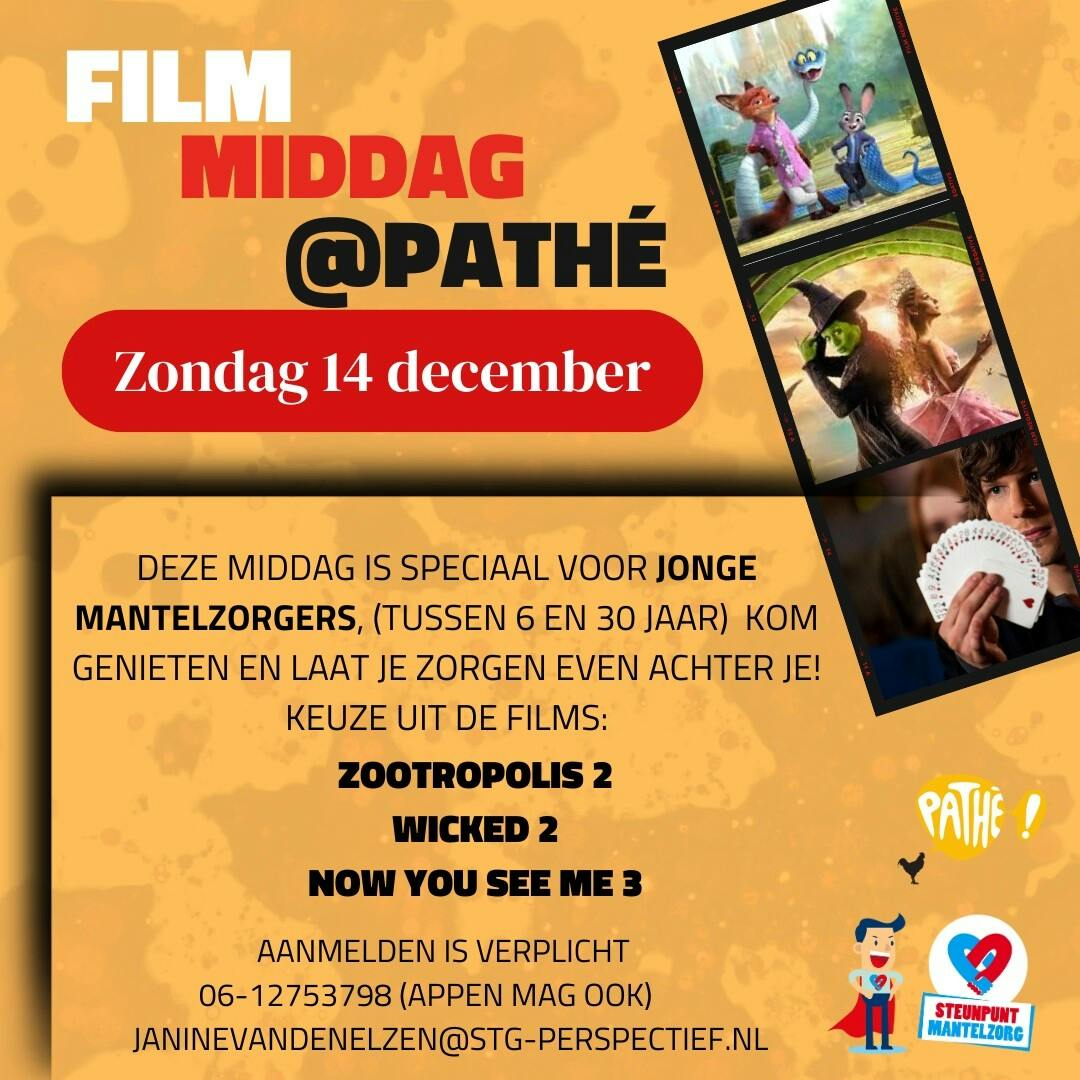 Filmmiddag voor jonge mantelzorgers