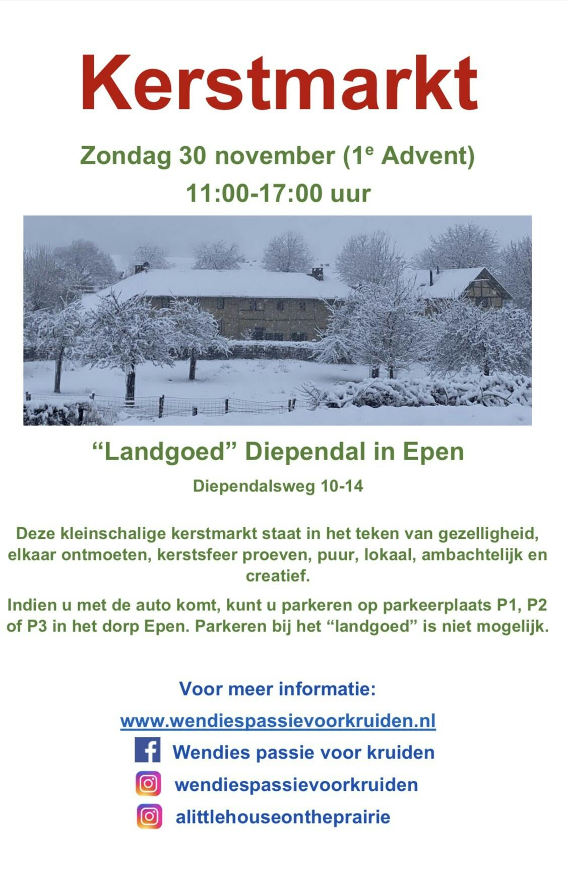 Kerstmarkt ‘Landgoed’ Diependal in Epen. Het aftellen is begonnen.