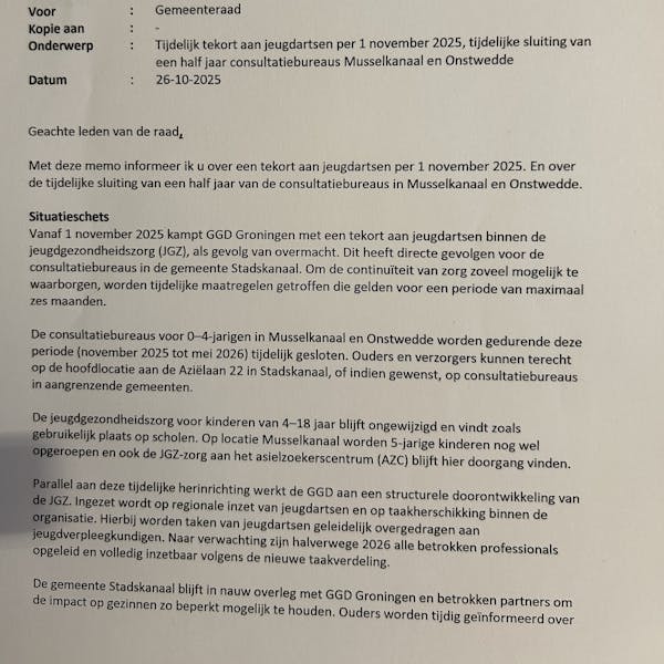 Tijdelijk tekort aan jeugdartsen