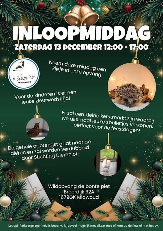 Inloopmiddag Bonte Piet op 13 december!