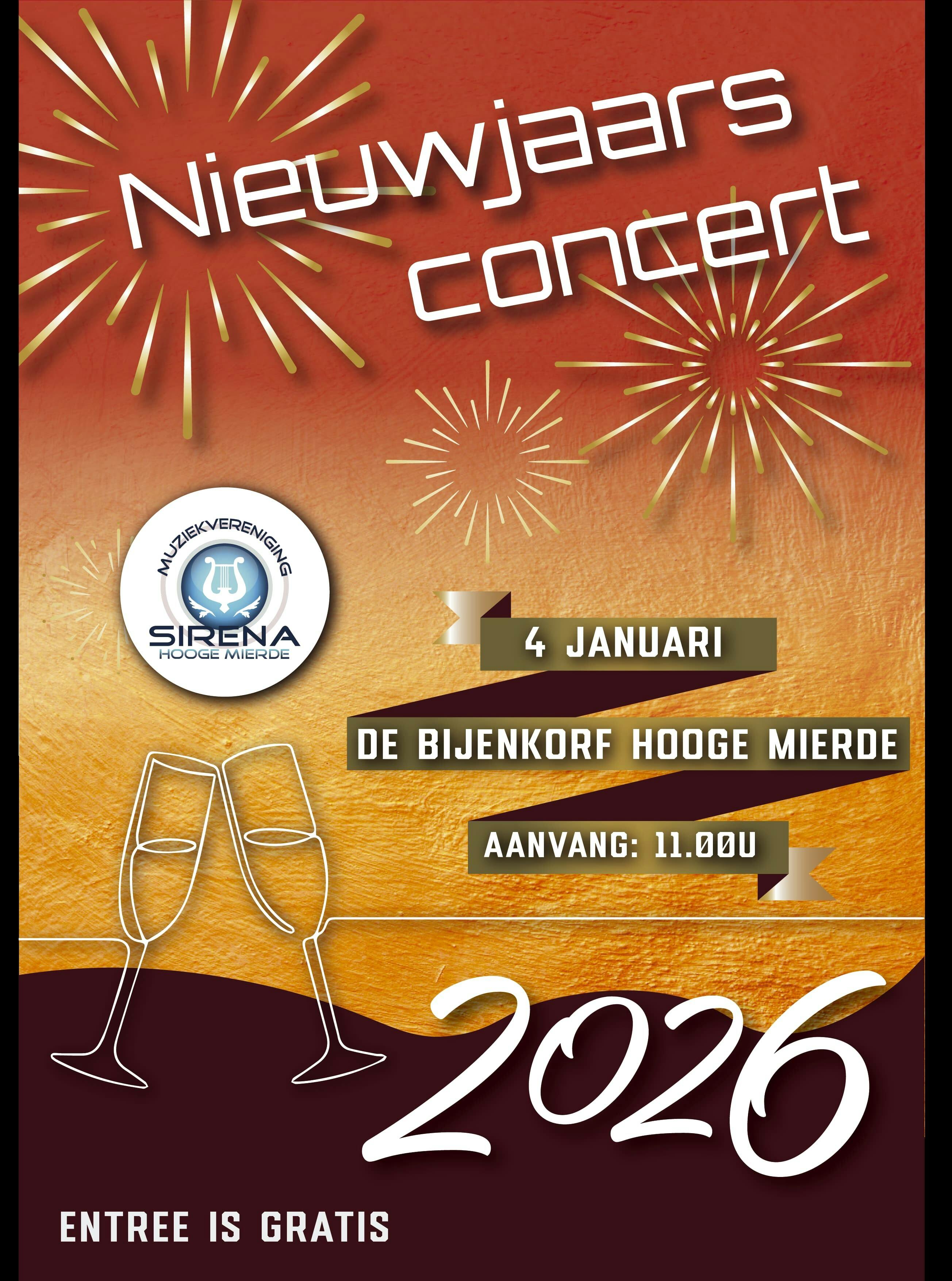 Uitnodiging nieuwjaarsconcert Muziekvereniging Sirena