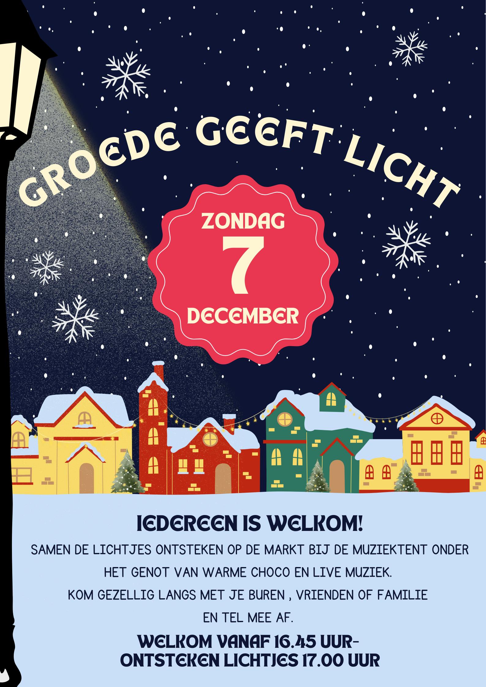 Groede geeft Licht: ontsteken van de kerstverlichting op de markt in Groede