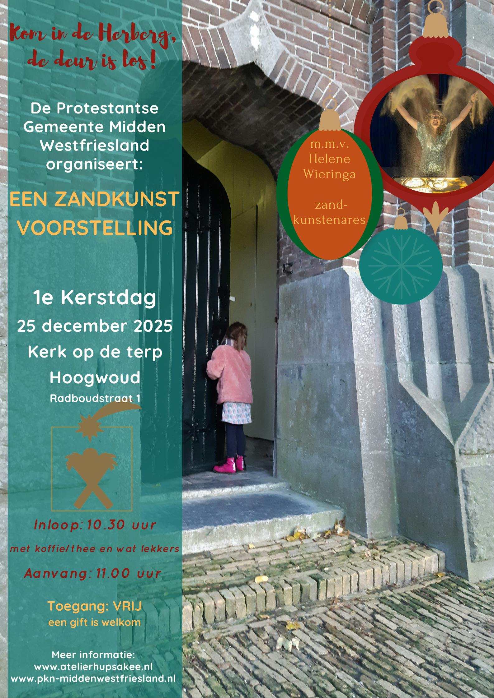 Kerstviering in Hoogwoud met zandkunstenares Helene