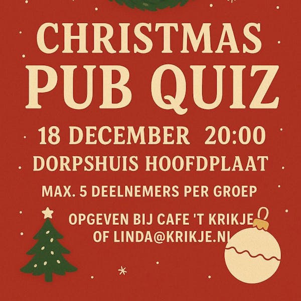 Doe mee aan de Kerst Pub Quiz!