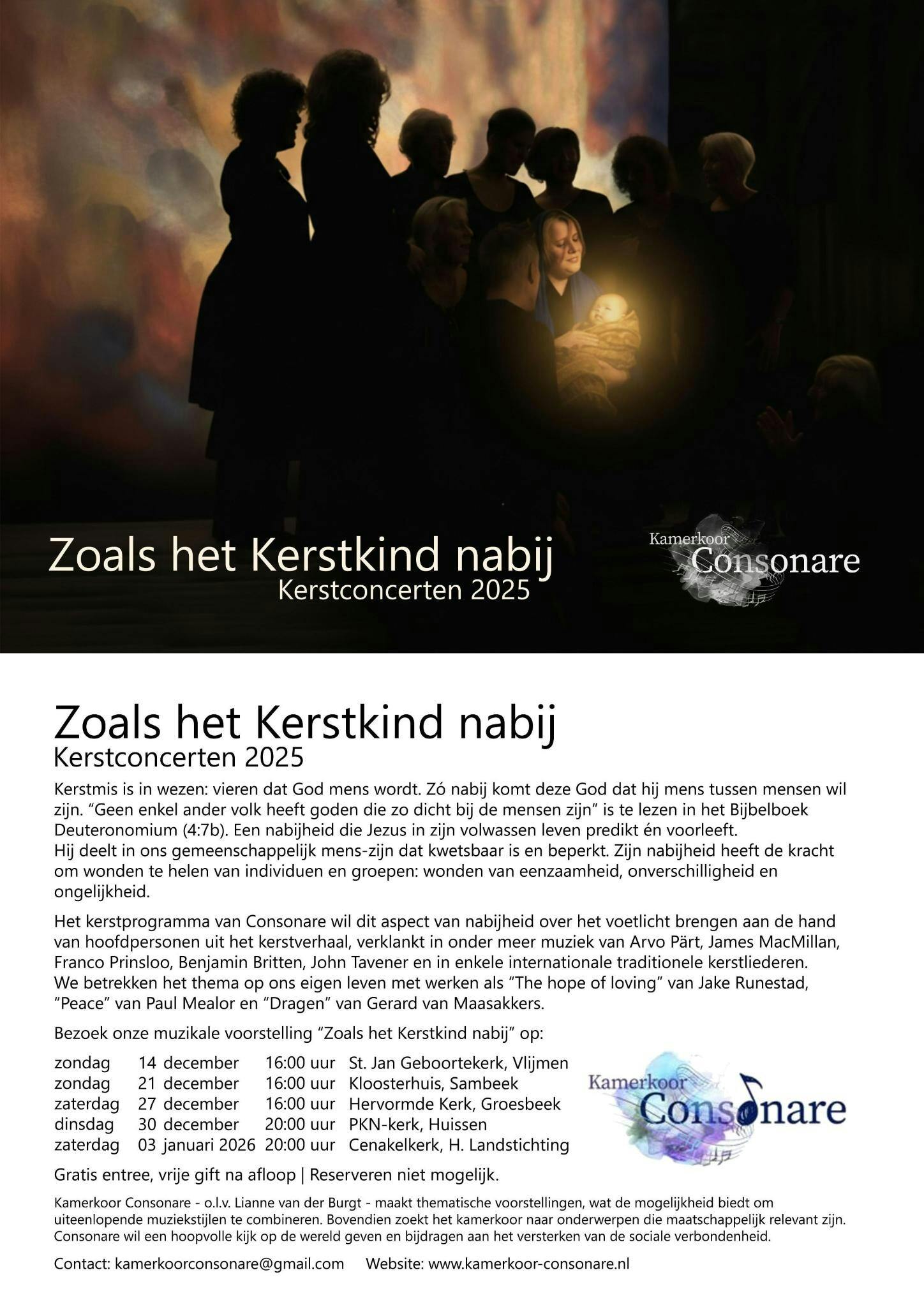 Muzikale voorstelling "Zoals het Kerstkind nabij"